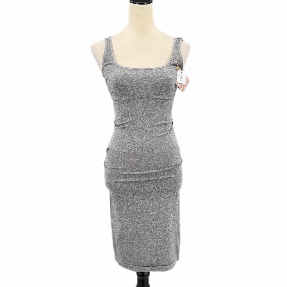 Shapellx NEW Gray Contour Midi Shaping Shapewear Compression Smoothing Dress